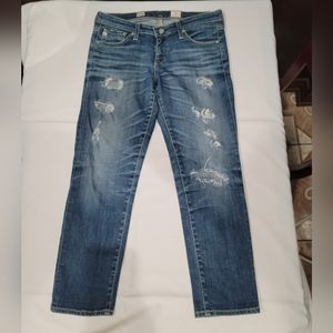 Adriano goldschmied cigarette crop jeans cropped ripped blue 28